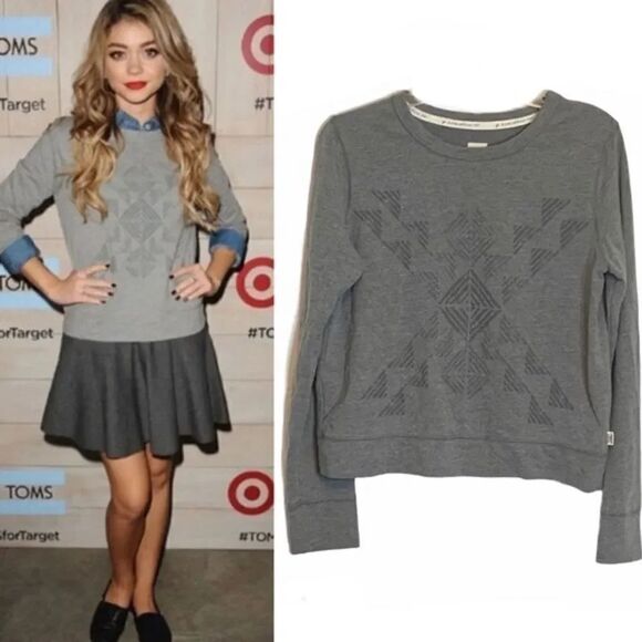Toms Tops - Toms Aztec Gray crewneck long sleeve cropped pullover Sweatshirt -M